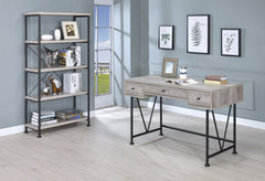 Analiese 3-drawer Writing Desk Grey Driftwood and Black