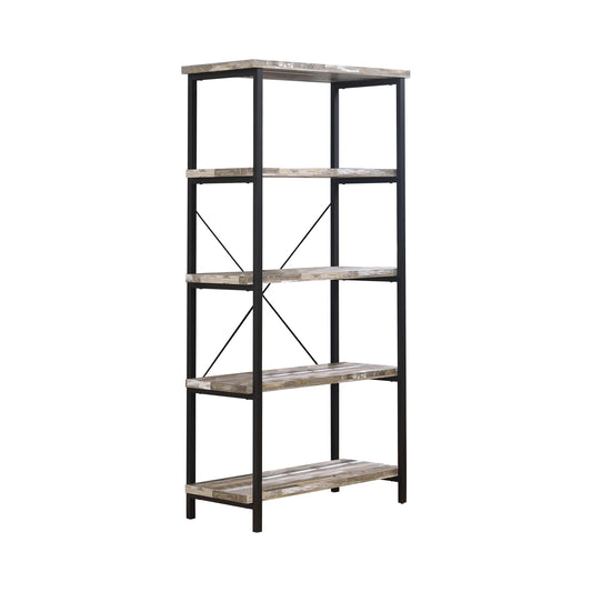 Kemper 4-shelf Bookcase Salvaged Cabin and Black