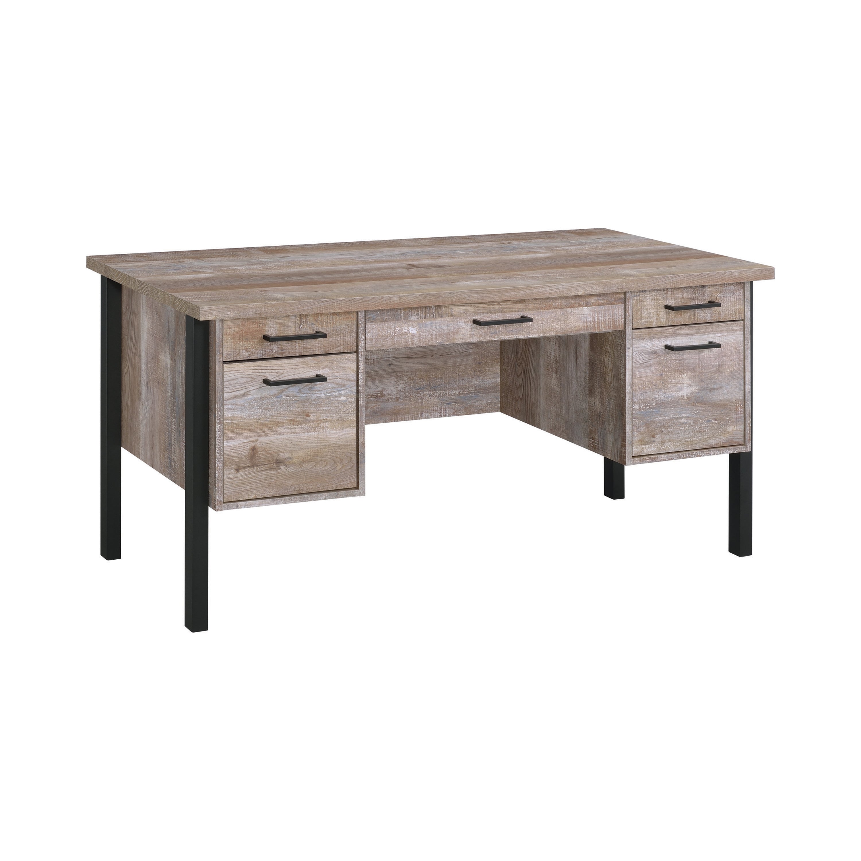 Samson 4-drawer Office Desk Weathered Oak