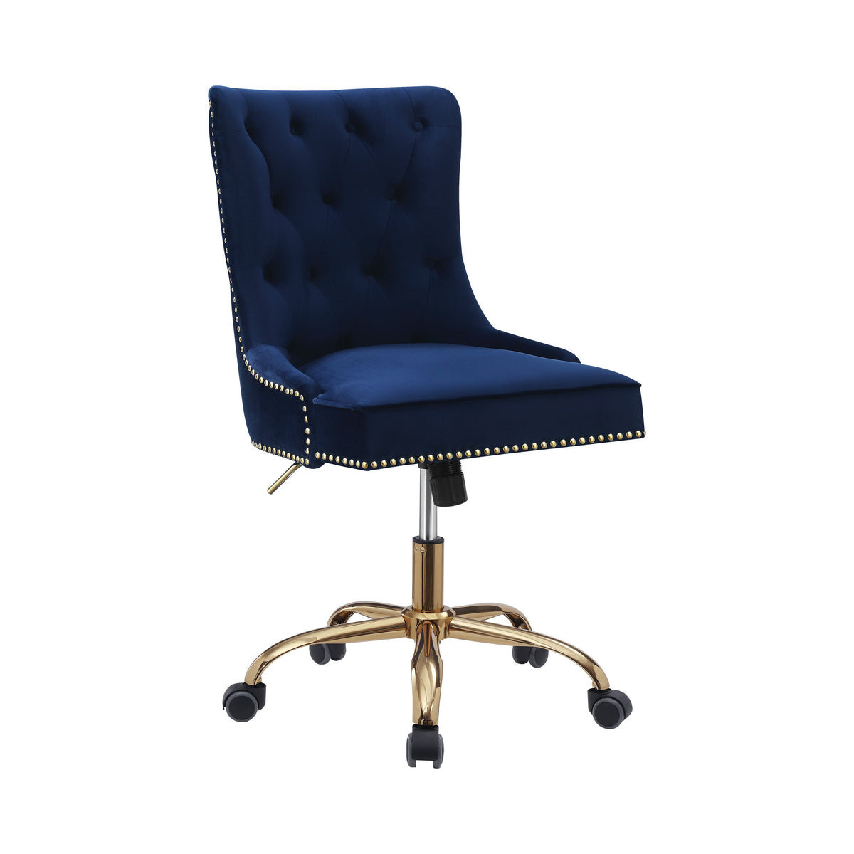 Bowie Upholstered Office Chair with Nailhead Blue and Brass