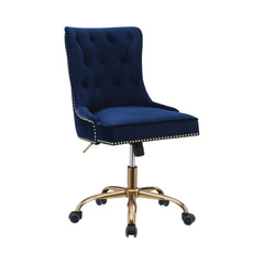 Bowie Upholstered Office Chair with Nailhead Blue and Brass