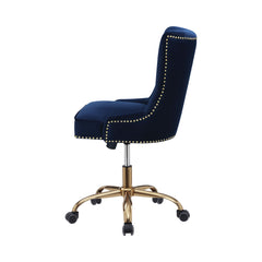 Bowie Upholstered Office Chair with Nailhead Blue and Brass