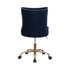 Bowie Upholstered Office Chair with Nailhead Blue and Brass