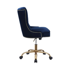 Bowie Upholstered Office Chair with Nailhead Blue and Brass