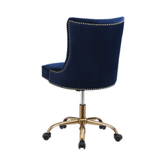 Bowie Upholstered Office Chair with Nailhead Blue and Brass