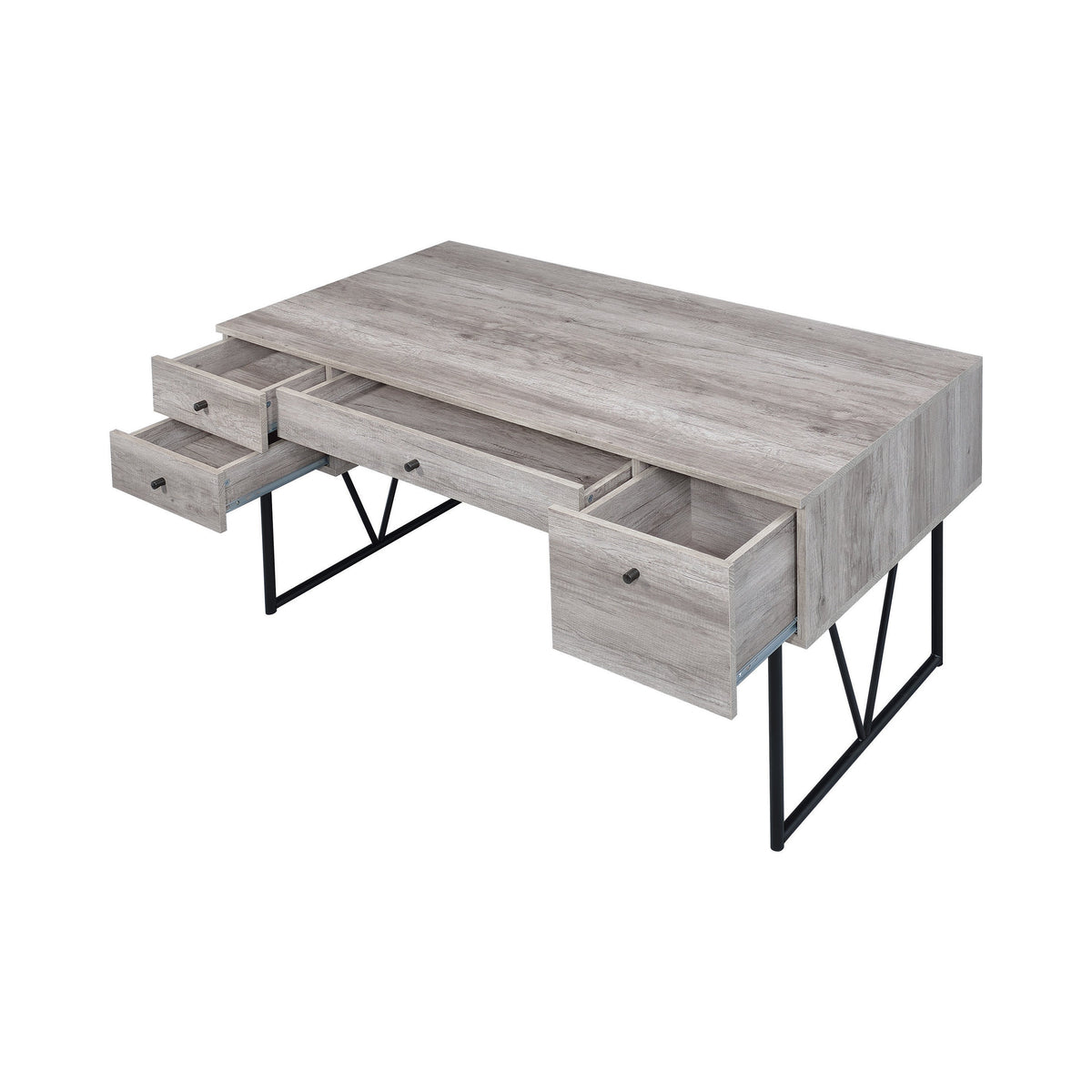 Analiese 4-drawer Writing Desk Grey Driftwood