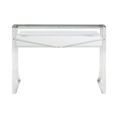 Gemma 2-drawer Writing Desk Glossy White and Chrome