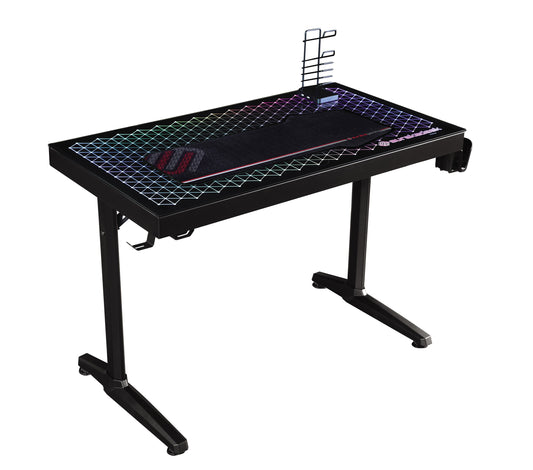 Avoca Tempered Glass Top Gaming Desk Black