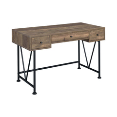 Analiese 3-drawer Writing Desk Rustic Oak and Black