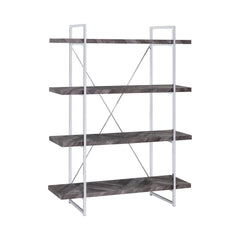 Grimma 4-shelf Bookcase Rustic Grey Herringbone