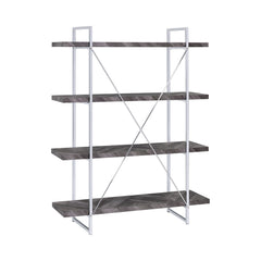 Grimma 4-shelf Bookcase Rustic Grey Herringbone