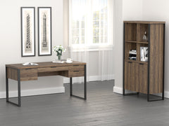 Pattinson 2-door Rectangular Bookcase Aged Walnut and Gunmetal