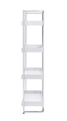 Ember 4-shelf Bookcase White High Gloss and Chrome