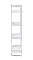 Ember 4-shelf Bookcase White High Gloss and Chrome