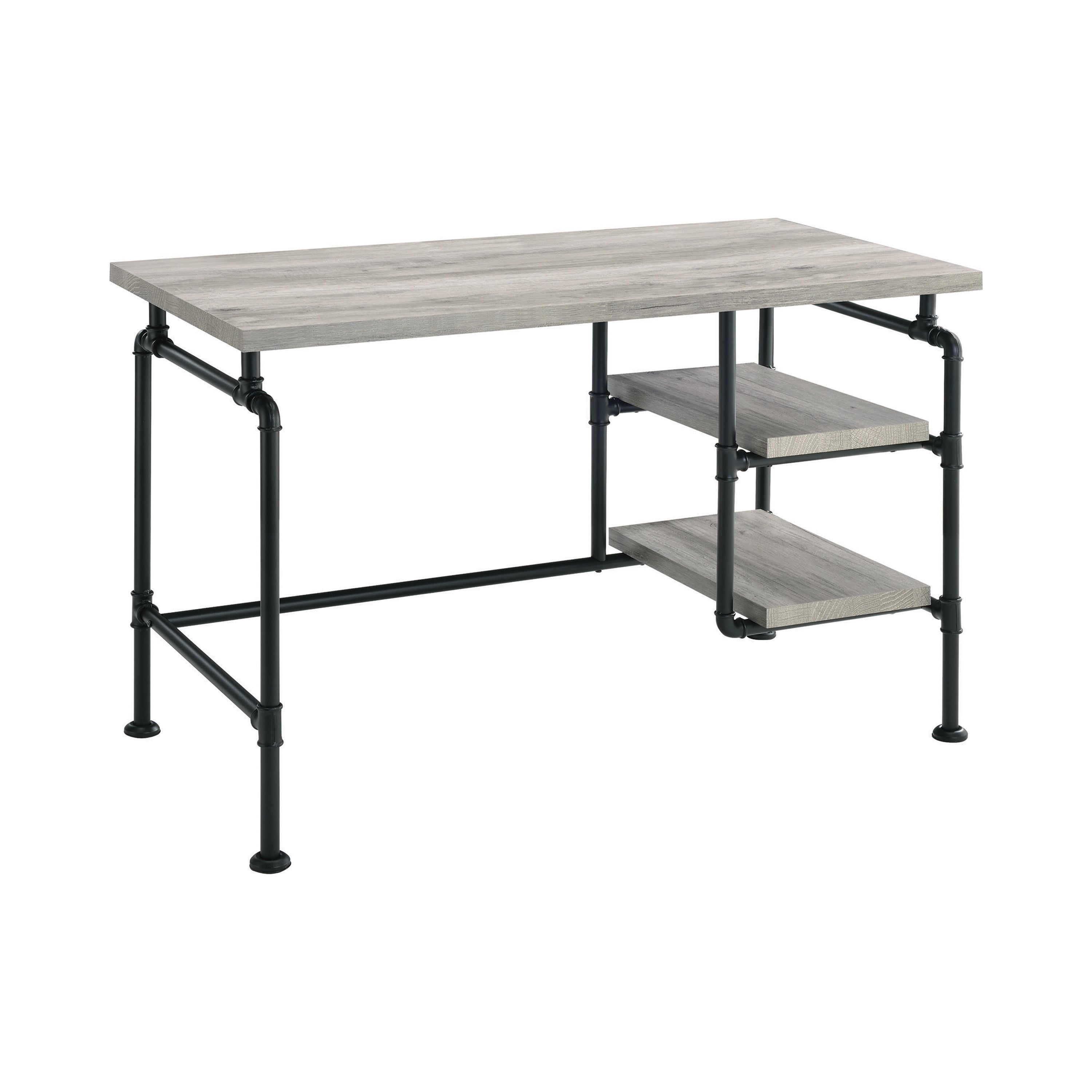 Delray 2-tier Open Shelving Writing Desk Grey Driftwood and Black