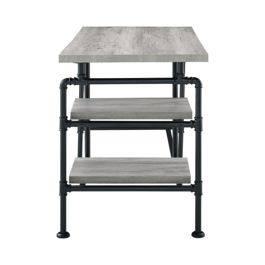 Delray 2-tier Open Shelving Writing Desk Grey Driftwood and Black