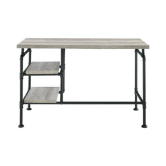 Delray 2-tier Open Shelving Writing Desk Grey Driftwood and Black