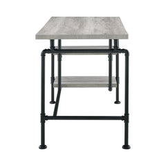 Delray 2-tier Open Shelving Writing Desk Grey Driftwood and Black