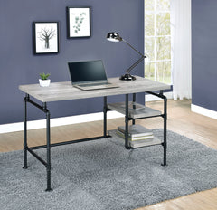 Delray 2-tier Open Shelving Writing Desk Grey Driftwood and Black