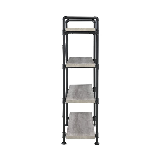 Delray 4-tier Open Shelving Bookcase Grey Driftwood and Black