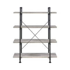 Delray 4-tier Open Shelving Bookcase Grey Driftwood and Black