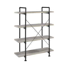 Delray 4-tier Open Shelving Bookcase Grey Driftwood and Black