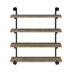 Elmcrest 40-inch Wall Shelf Black and Rustic Oak