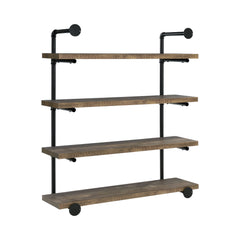 Elmcrest 40-inch Wall Shelf Black and Rustic Oak