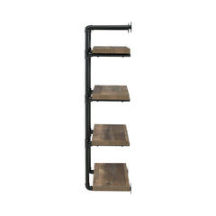 Elmcrest 24-inch Wall Shelf Black and Rustic Oak