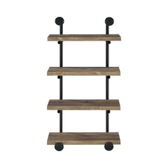 Elmcrest 24-inch Wall Shelf Black and Rustic Oak