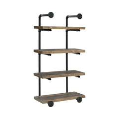 Elmcrest 24-inch Wall Shelf Black and Rustic Oak