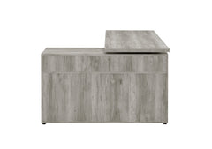 Hertford L-shape Office Desk with Storage Grey Driftwood