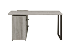 Hertford L-shape Office Desk with Storage Grey Driftwood