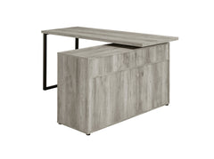 Hertford L-shape Office Desk with Storage Grey Driftwood