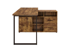 Hertford L-shape Office Desk with Storage Antique Nutmeg