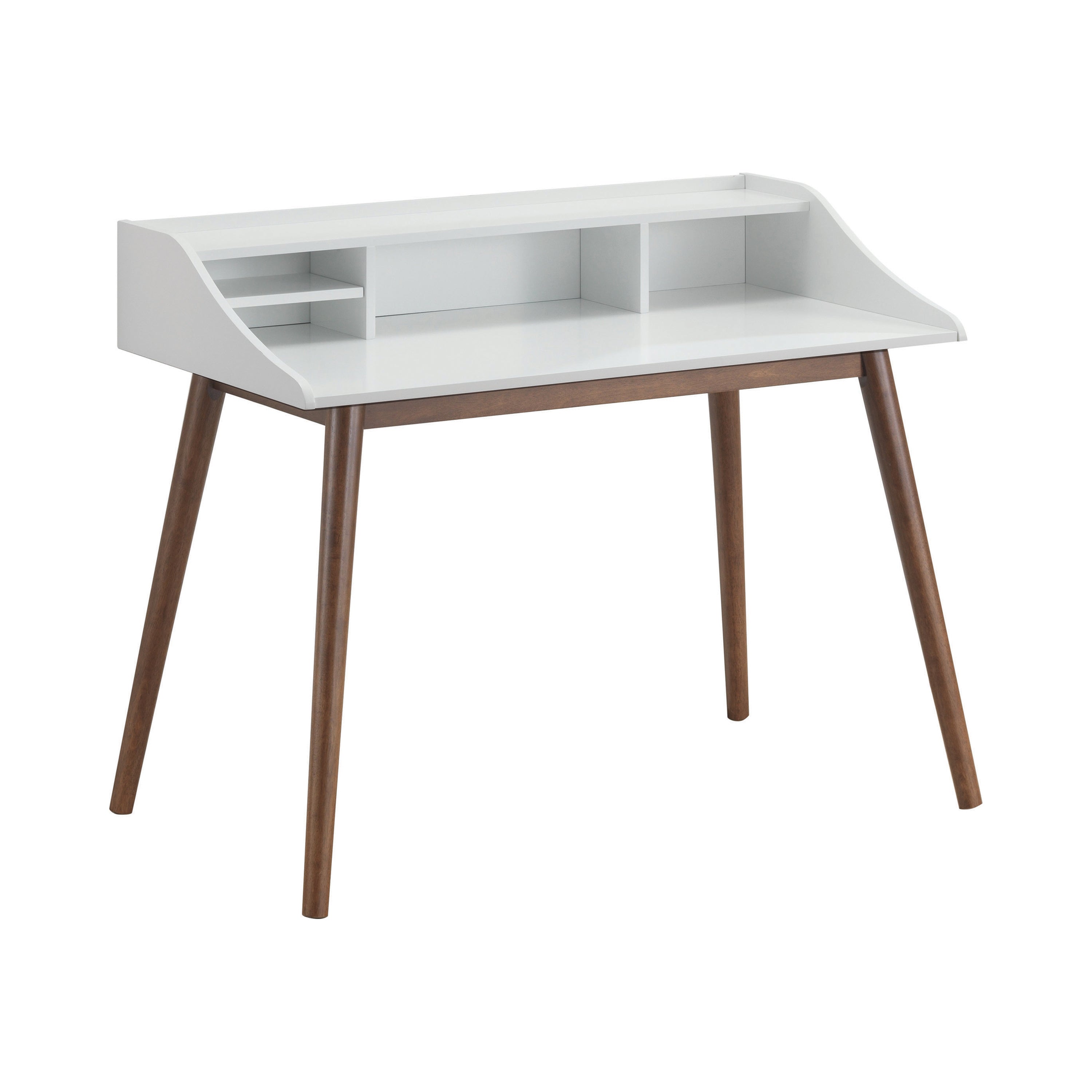 Percy 4-Compartment Writing Desk White and Walnut