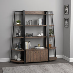 Jacksonville 5-tier Corner Bookcase Aged Walnut