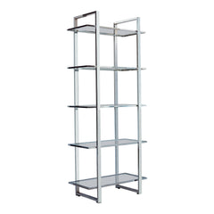 Hartford Glass Shelf Bookcase Chrome