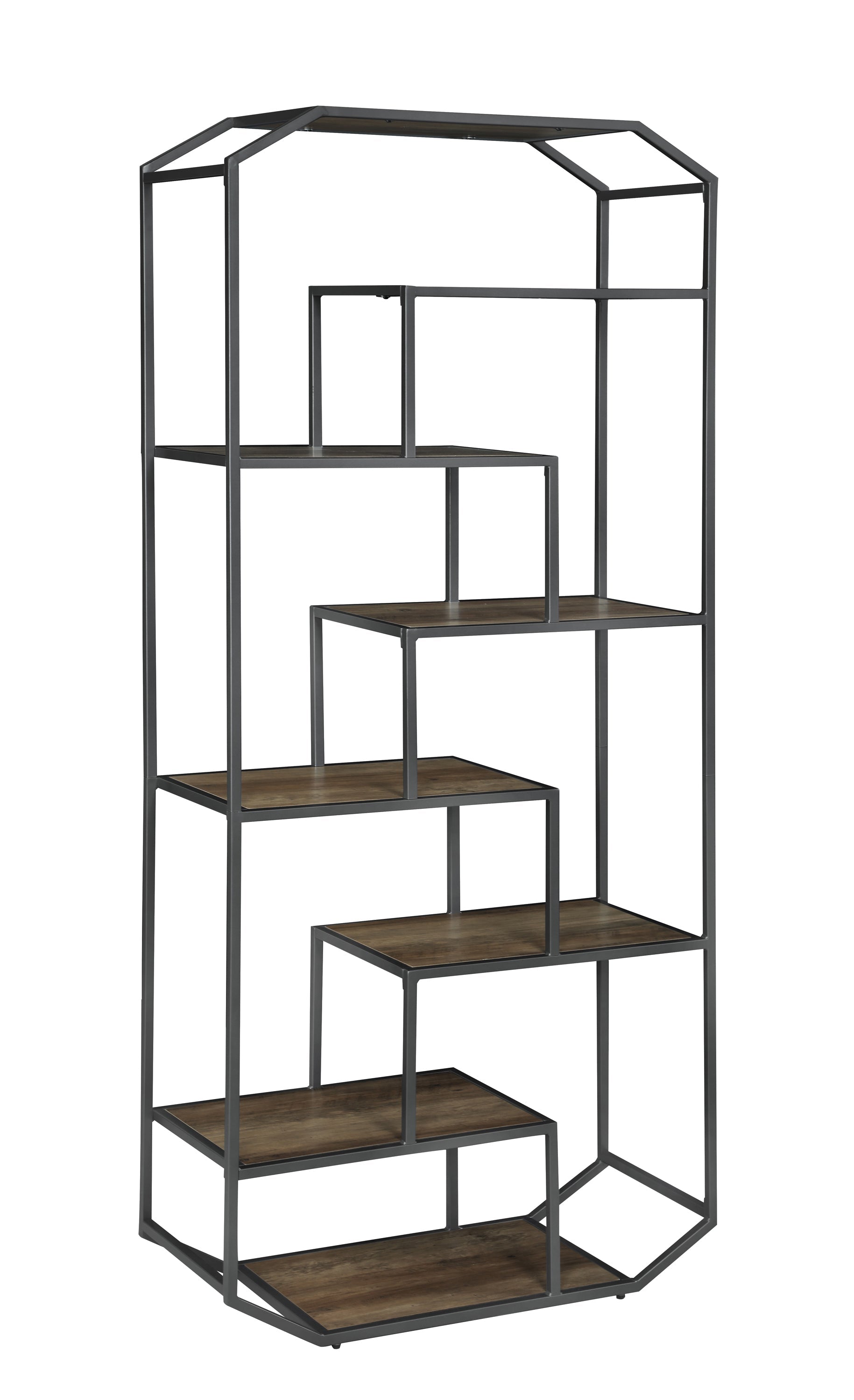 Leland 6-shelf Bookcase Rustic Brown and Dark Grey