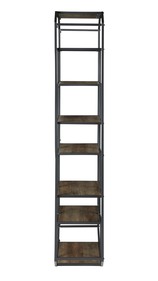 Leland 6-shelf Bookcase Rustic Brown and Dark Grey