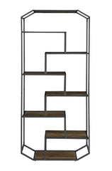 Leland 6-shelf Bookcase Rustic Brown and Dark Grey