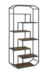 Leland 6-shelf Bookcase Rustic Brown and Dark Grey