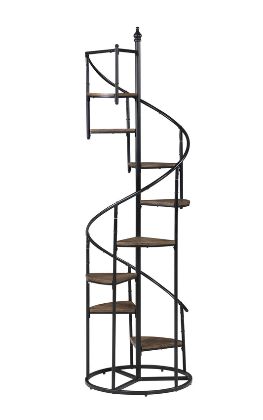 Roseglen 8-shelf Staircase Bookcase Rustic Brown and Black