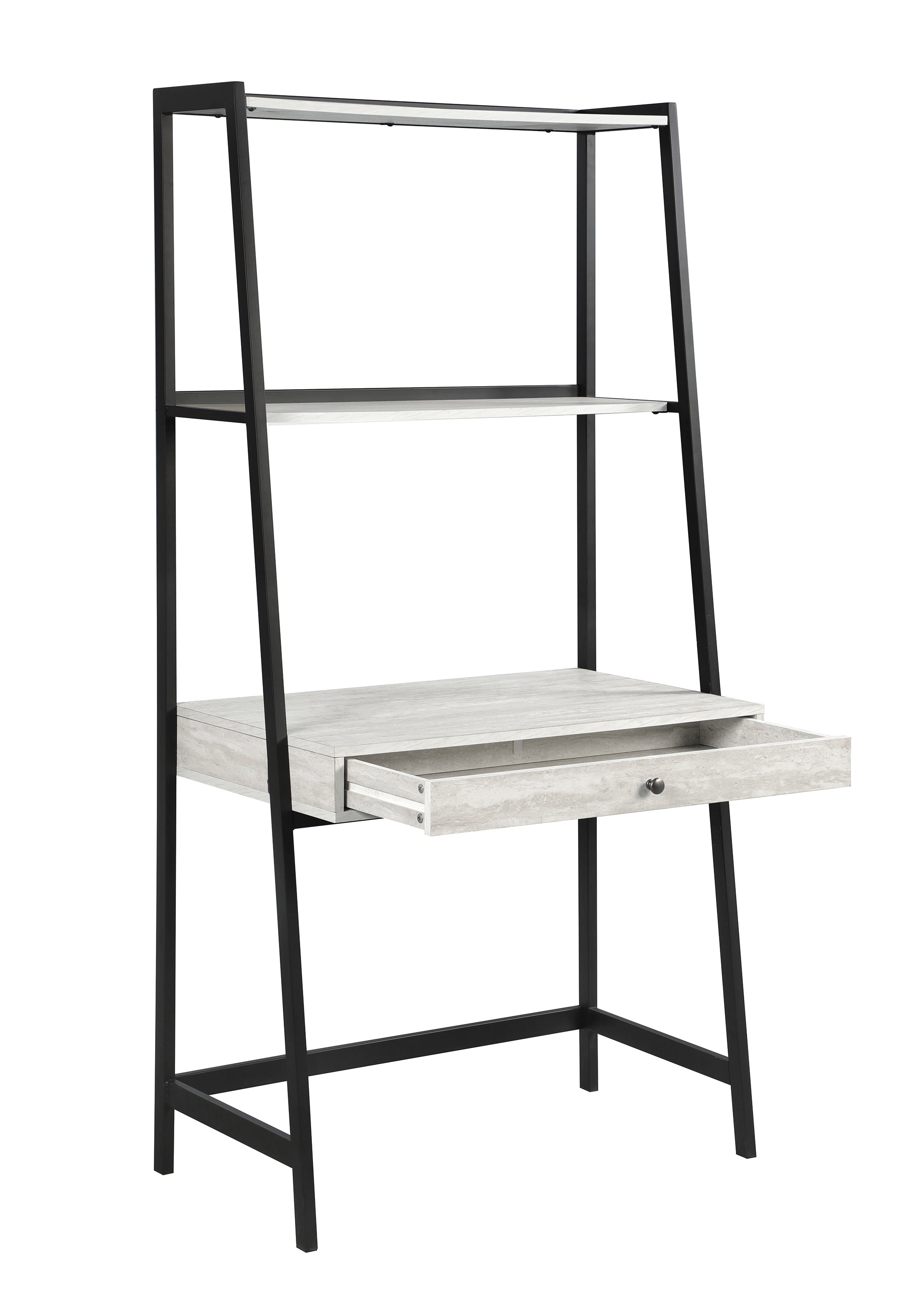 Pinckard 3-piece Ladder Desk Set Grey Stone Herringbone and Black