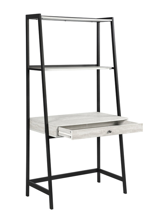 Pinckard 3-piece Ladder Desk Set Grey Stone Herringbone and Black