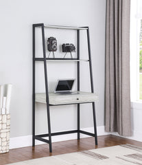 Pinckard 1-drawer Ladder Desk Grey Stone Herringbone and Black