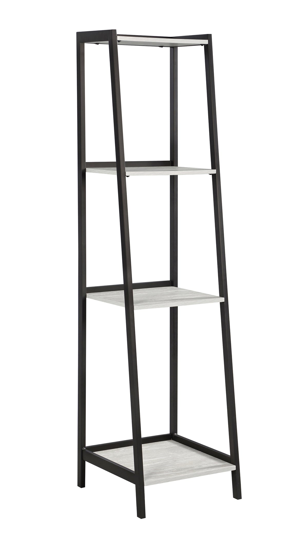 Pinckard 4-shelf Ladder Bookcase Grey Stone Herringbone and Black