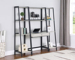 Pinckard 4-shelf Ladder Bookcase Grey Stone Herringbone and Black