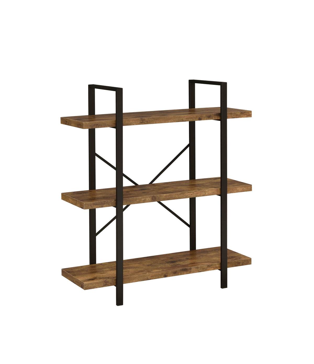 Cole 3-Shelf Bookcase Antique Nutmeg and Black