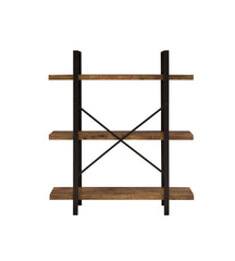 Cole 3-Shelf Bookcase Antique Nutmeg and Black